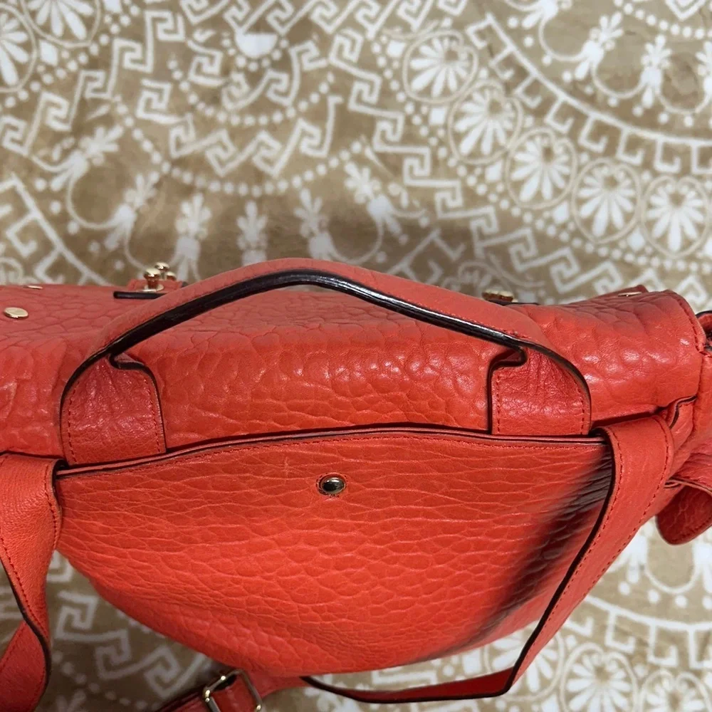 Rebecca Mink Logan Pebbled Leather orange Crossbody Messenger Bag MSRP 395